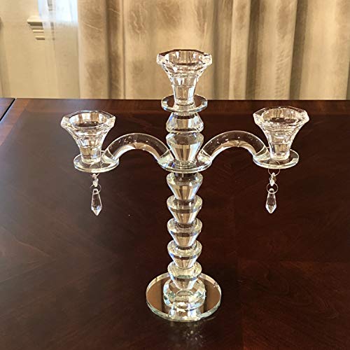 Image of allgala Candle Holder, 3-Arm Crystal Candelabra Taper Candlestick Candle Holder Centerpiece for Home Wedding Event and Party Festival