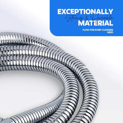 Image of Amazon Basics Stainless Steel Flexible Health Faucet Hose Pipe (1 Meter) | Rust-Proof Chrome Finish | Leak-Resistant Shower Hose for Jet Spray & Hand Shower | Universal Bathroom Connector