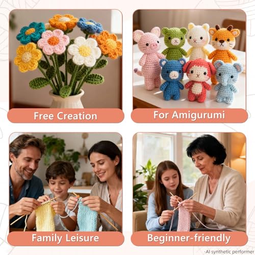 Image of 12pcs Yarns for Crocheting, 12 Colors Starter Acrylic Crochet Yarn Bundle 4 Ply for Adult Child Knitting Crochet Crafts (12 x 15g)