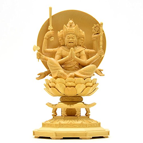 Amazon｜木彫り仏像 【馬頭観音菩薩（馬頭明王）】 桧木 坐2.5寸 総高  