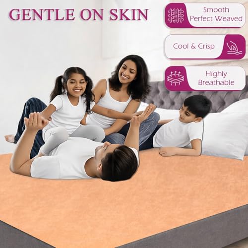 Image of Stylista 100% Waterproof Premium Cotton Feel Mattress Protector King Size 78x72 Inches | Breathable and Hypoallergenic Ultra Soft Fitted Bed Protector Cover (78 inchx72 inch King, Beige)| One Year Warranty