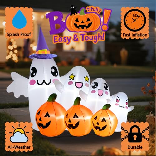 GARIG Halloween Inflatables Outdoor Decorations Lawn Holiday (7.2FT Ghost Pumpkin) - image 8