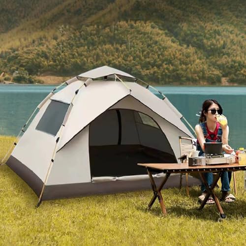Liusha Jinxin Tent Quicksand Gold Tent Quicksand Gold 2-4 Person Camping Tent with Carrying Bag - Lightweight for Backpacking Hiking Beach Use Festivals Backyard Sleepovers - Weatherproof