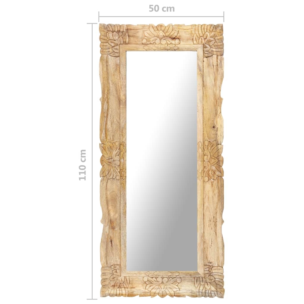 vidaXL Espejo de Pared Maquillaje Pasillo Salón Sala de Estar Dormitorio Habitación Adorno Decoración 110x50 cm Madera Maciza de Mango