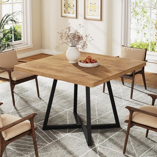 Tribesigns Esstisch esstisch klein Küchentisch esszimmertisch 80x80 cm für 4 Personen Metallfuß Industriestil Natur & Schwarz