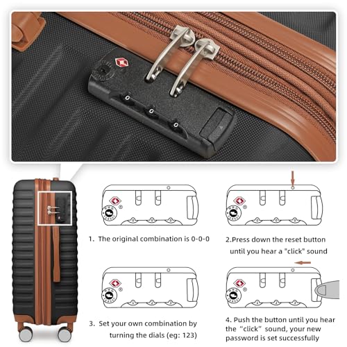 Lulusail LARVENDER Luggage Sets 4 Piece, Expandable(Only 24"&28") ABS Suitcase with 360° Spinner Wheels, Durable Luggage Sets Clearance Carry On Luggage Suitcase Set For Women Men, Black