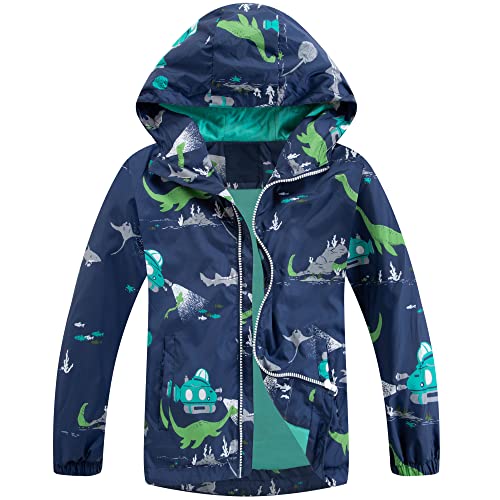 Fewlby Chaqueta Impermeable con Capucha para Niño, Cortavientos con Forro Polar Ligera Abrigo Prueba de Viento Chubasquero Primavera Otoño Abrigos Deportivos, 3-4 Años Cover
