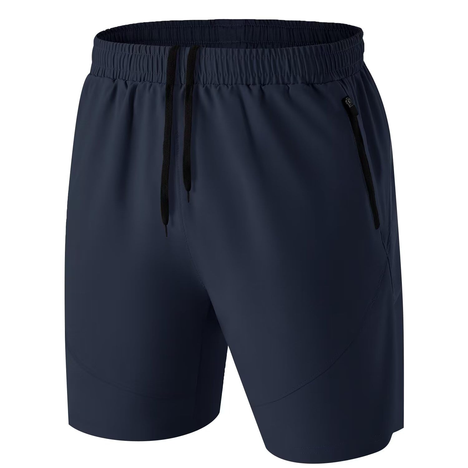 HMIYA Herren Sport Shorts Kurze Hose Schnell Trocknend Sporthose Leicht mit Reißverschlusstasche(Marine,EU-M/US-S)