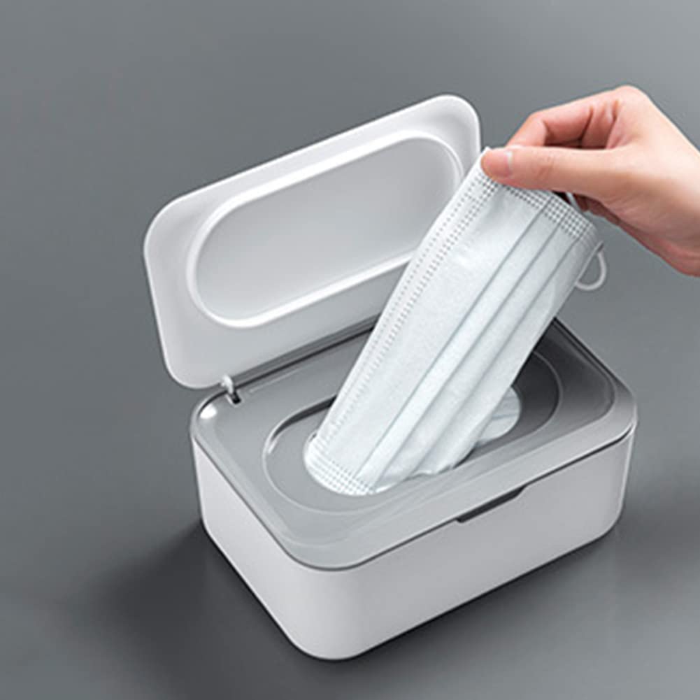 Boîte à mouchoirs avec couvercle - Support pour lingettes humides - Boîte de rangement pour lingettes de bébé - Organisateur de serviettes en papier (C)