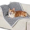 Lesure Large Dog Blanket Washable - 80x100cm Waterproof Blanket for Medium Dogs and Large Cats, Soft Patterned Dog Throw Blankets Protects Bed and Sofa with Soft Plush, Grey