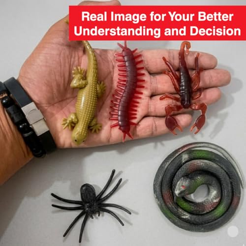 Image of (Pack of 5) Insect Prank Toy Set for Kids - Realistic Fake Insect Toys (Lizard, Cockroach, Centipede, Snake, Scorpion) | Rubber Prank Toy Combo Pack | Funny Scary Prank Toys | Birthday Return Gift
