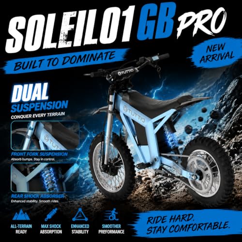 Image of Tuttio Soleil01 Electric Dirt Bike, 40MPH E Dirt Bike for Adults Teens | 40-45MPH, 48V 21AH Battery 45Miles, 14 inch /12 inch Fat Tire , Full Hydraulic Brakes and Suspensions Mountain Off-Road E Dirt Bike