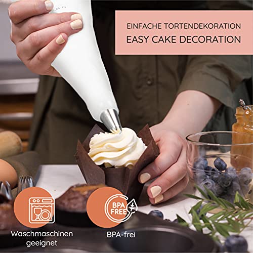 Wenburg Large Piping Bags And Tips Set - 7 Large Icing Tips For Cake Decorating - Cotton Icing Bag - Coupler I Professional Cupcake, Decorating Piping Tips (Premium) #TOP2