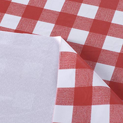 Image of sancua Checkered Vinyl Rectangle Tablecloth - 54 x 78 Inch - 100% Waterproof Oil Proof Spill Proof PVC Table Cloth, Wipe Clean Table Cover for Dining Tables, Buffet Parties and Camping, Red and White