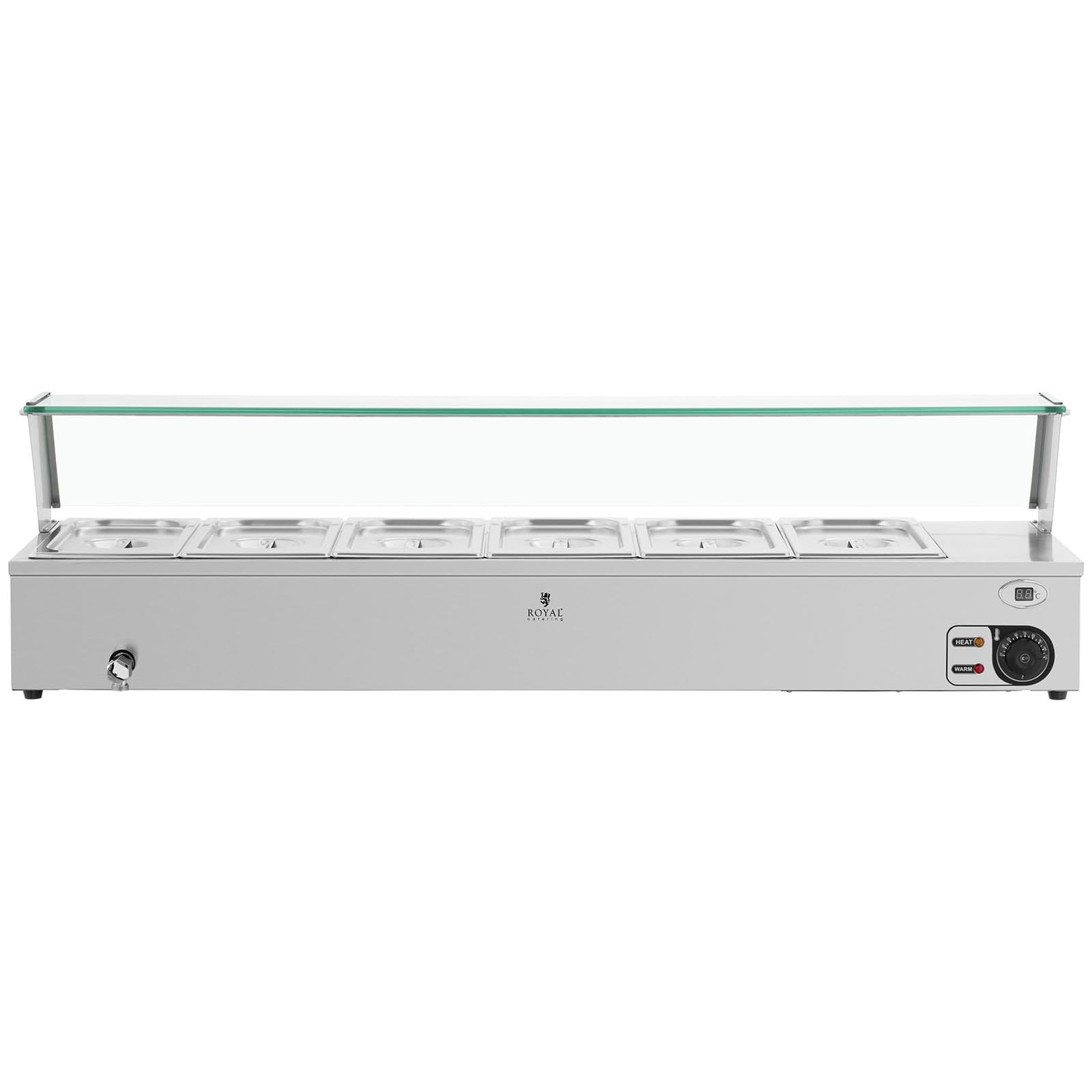 Royal Catering Bain Marie Professionnel 6 x 3.5 L 2100 W Électrique INOX Thermostaté