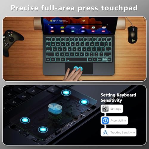 Image of MICROWARE Magentic Keyboard for Samsung Galaxy Tab S9 FE 10.9 inch, Tab S9 /S8 /S7 11 inch, Backlit Wireless Bluetooth Magic Keyboard Case Cover Stand Multi-Touc Trackpad. (Magical, S9 11 inch)