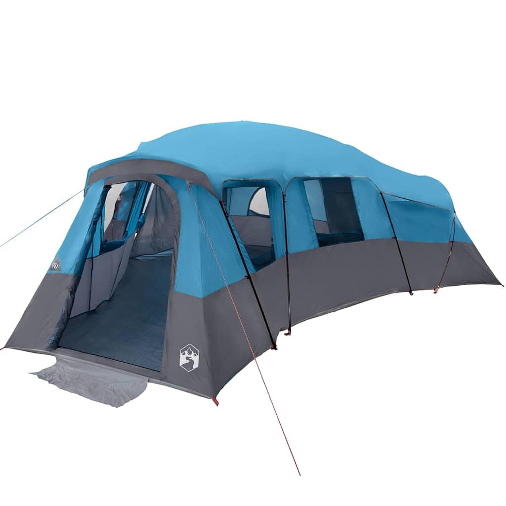 Namiot rodzinny z tafty 762 x 655 x 218 cm, 4 sypialnie z 3 drzwiami, z portem E i wiszącym hakiem, słupkami z włókna szklanego i stali, torbą transportową w zestawie, idealny na kemping