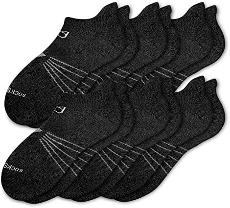 Socks Daze Womens Cushioned Wool Running Hiking Socks, Men's Ankle Low Cut Warm Winter Soft Wool Athletic Heel Tab Socks for Golf Tennis Cycling, 6 Pairs Black, Medium