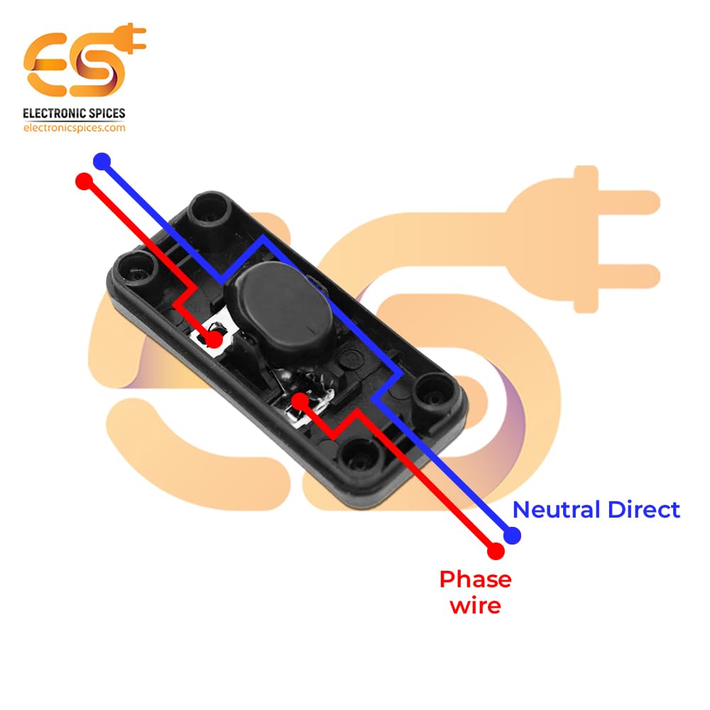 Electronic Spices Black SPST Halfway Rocker Button Inline Switch For Table Lamp (Pack of 10) 3