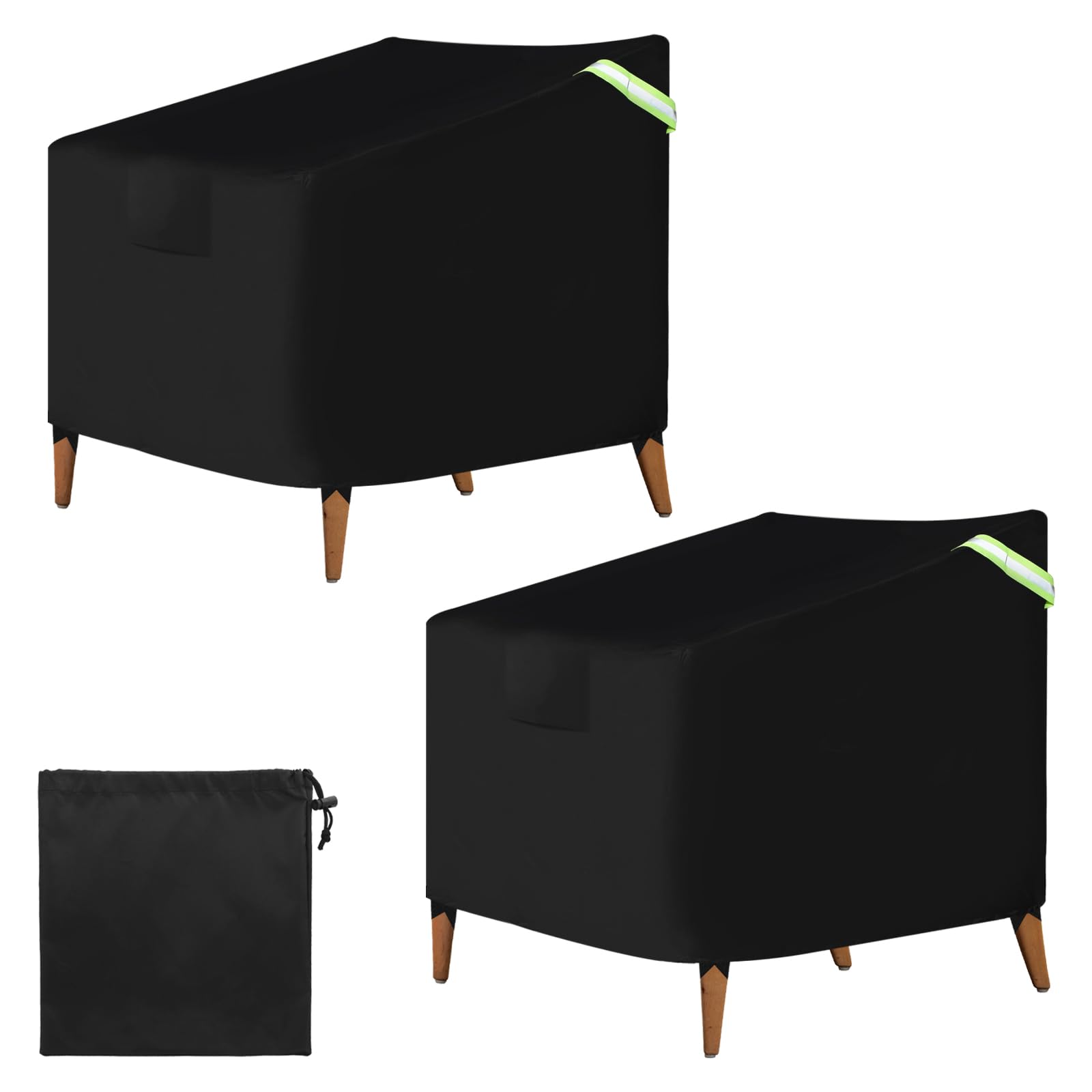 PATIKIL Outdoor Chair Covers Waterproof, 2 Pack 43"W x 42"D x 42"H Oversize Patio Furniture Chair Cover 600D Oxford Lawn Swivel Chairs Cover Luminous