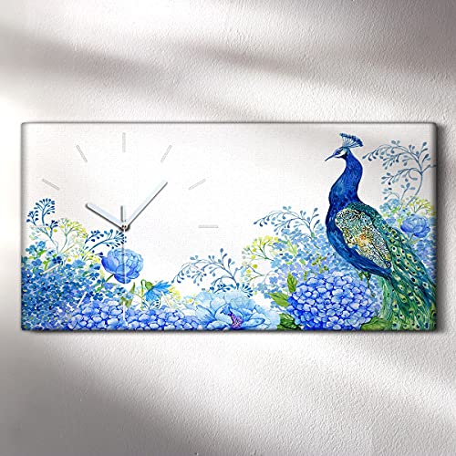 Art mural de fleurs d'oiseau et horloge sur toile de haute qualité 60x30cm - 3