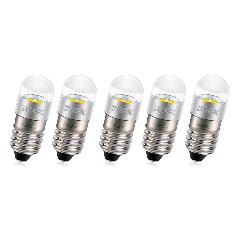 Ruiandsion E10 LED Lights AC 220-240V Super Bright 2835 2SMD Chips Warm White Screw Base Replacement for Candles Home Bedroom Office Decor Lights Pack of 5