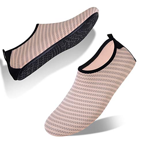 HMIYA Water Shoes Aqua Socks for Womens Mens Barefoot Swim Shoes Quick-Dry Beach Pool Socks for Surf Yoga Summer Outdoor Exercise (S109-Naked Orange, 38/39EU)