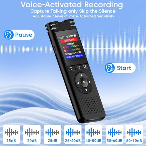 Image of Sounce 32GB Voice Recorder Device with AI Noise Reduction Mp3 Player with Earphones Compatible with Meetings Lectures One Click Recording Upto 50 Hours WAV Format Built in Mic Audio Recorder (Black)