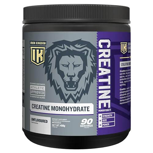 IRON KINGDOM Creatine Monohydrate Powder Amino Acids Supplement for Energy, Strength, Build, Power – Creatine for Women & Men – Preworkout, Sports, Running Supplements – Unflavored – 90 Servings