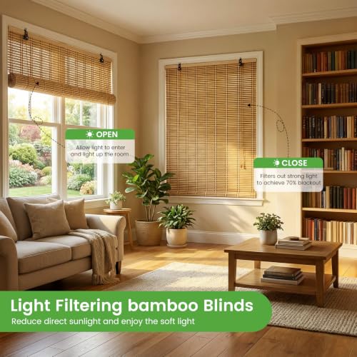 Image of BAYUE Bamboo Blinds, Roll Up Window Shades with Light Filtering for Home