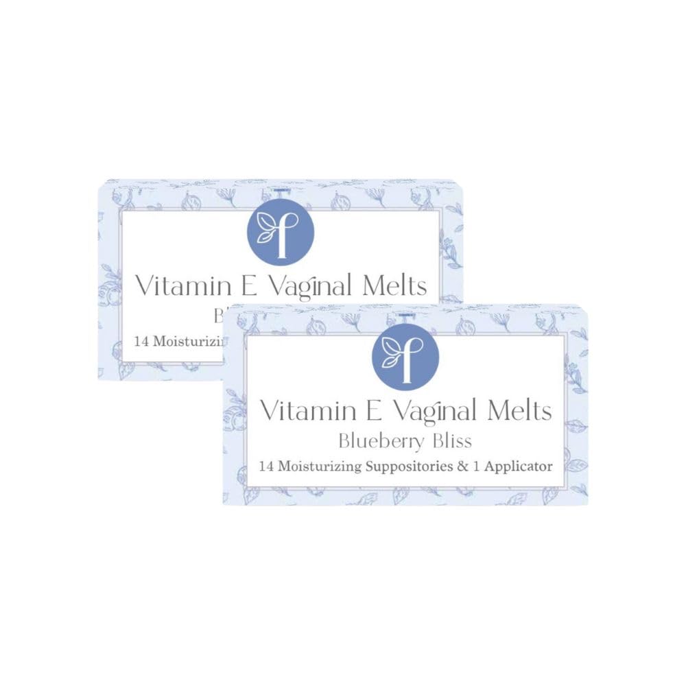 Femallay Organic Vaginal Melts – Blueberry 2 Pack – 100% Natural Relief for Dryness, Odor & Daily Feminine Discomfort – 14 Count + Applicator