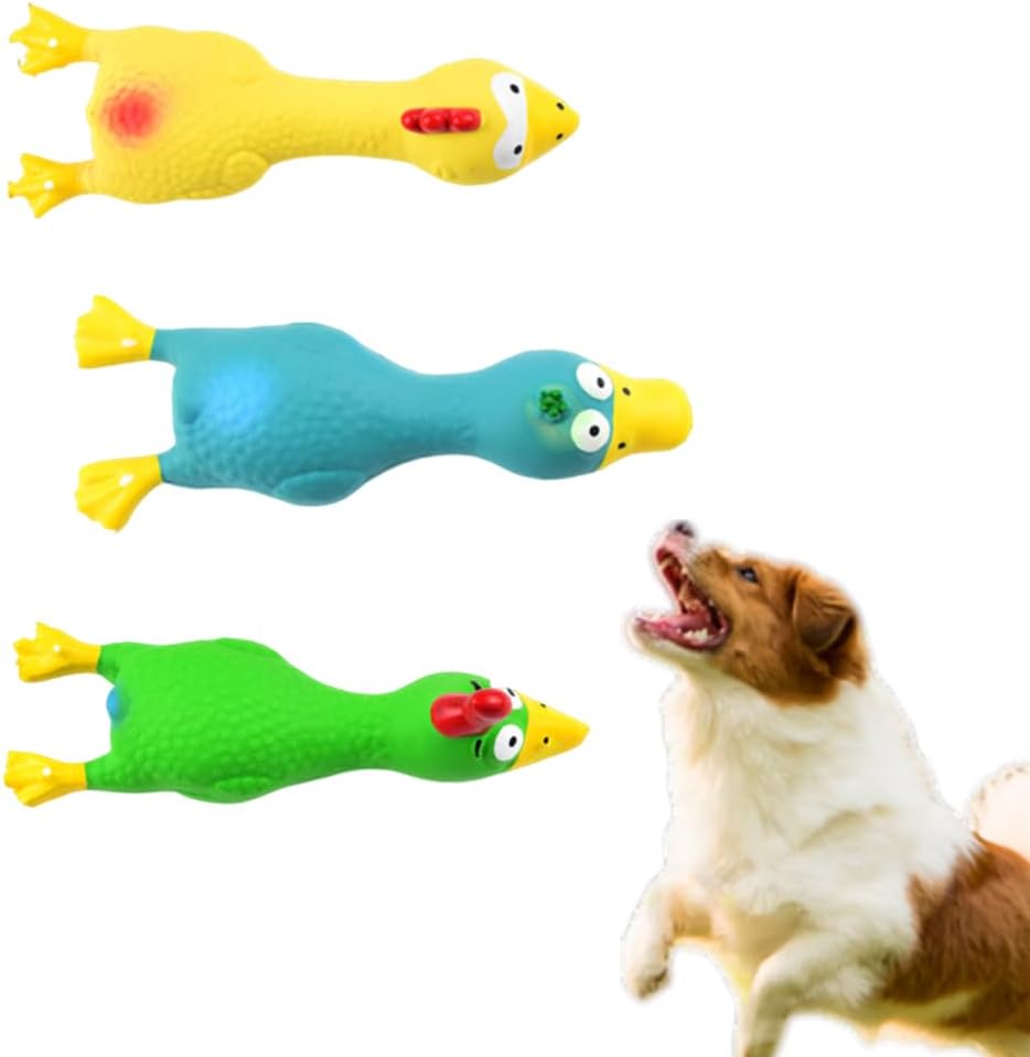 Carrie Rowe Latex Rubber Chicken Interactive Dog Toy, 6.6