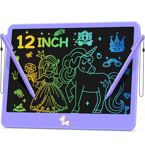 lcd writing tablet for kids 12 inch kids learning toys drawing pad for boys girls erasable doodle board for toddlers 3 4 5 6 7 8 year old travel essentials christmas birthday for kids - purple