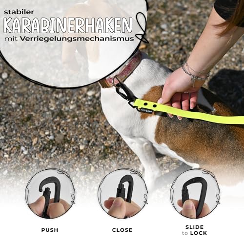 FIRSTPAW Hundeleine - Wasserdicht Trainingsleine für Hunde - 2m Doppelleine - Gelbe Hundeleine für Klein, Mittelgroße und Große Hunde - Multifunktionelle und Verstellbare Leine Hund
