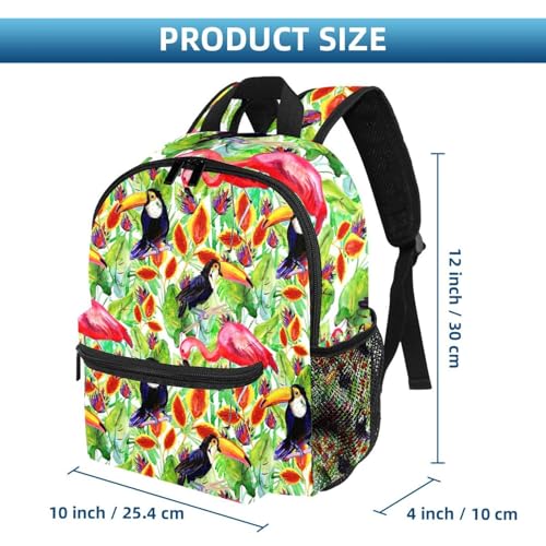 Sac à dos léger flamant rose et toucan avec poches bouteille