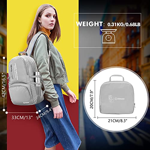 Image of ZOMAKE Lightweight Packable Backpack, 35L Foldable Daypack (Silver Grey)