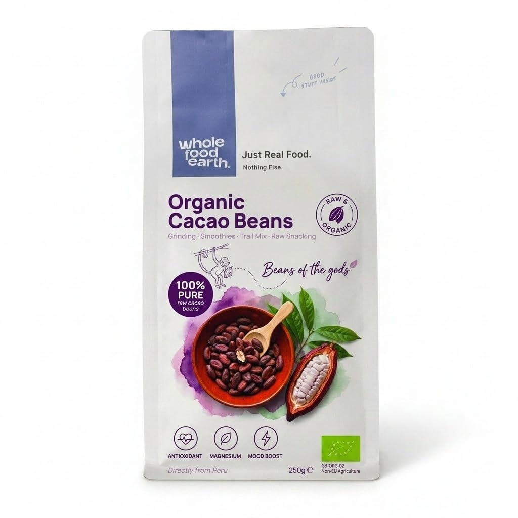 Wholefood Earth Organic Cacao Beans 250g | Organic | Raw | Whole