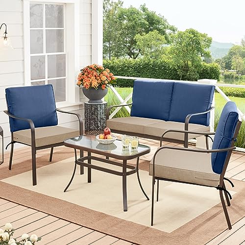 Image of Easy-Going Patio Cushion Covers 20x18x4 Inch 4 Pack, Linen Look Outdoor Water Resistant Chair Seat Cushion Slipcover with Zipper for Outdoor Furniture, Covers Only! Beige