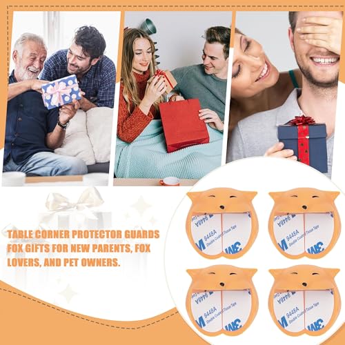 Image of Large Corner Protectors for Furniture, Adhesive Corner Guards, Cute Fox Shape Decorative Silicone Corner Guards Corner Protector for Table, Desk, Bookshelf, Bed Frame (Orange, 4 Pcs)