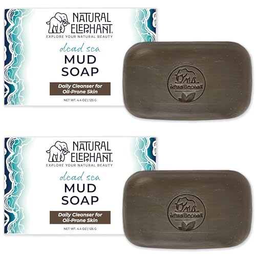 Natural Elephant Dead Sea Mud Soap Bar | Mineral-Rich Face & Body Cleanser with Natural Dead Sea Minerals | 4.4 oz (125 g) Pack of 2