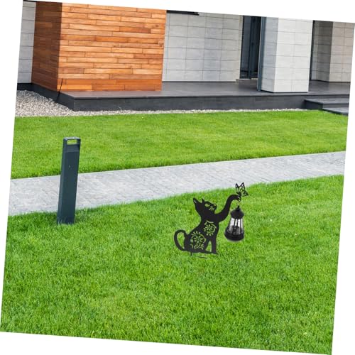 Piquet en métal décoratif chat pour éclairage extérieur solaire durable