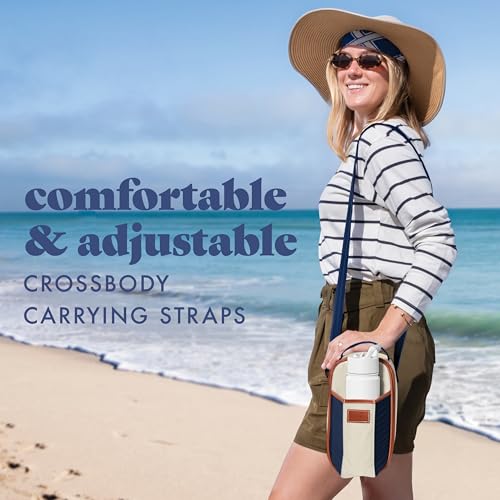 Fit & Fresh Deluxe Water Bottle Bag with Insulated Compartment, with Tumbler Pouch, Fits 40oz, Navy by Fit & Fresh - Image 3