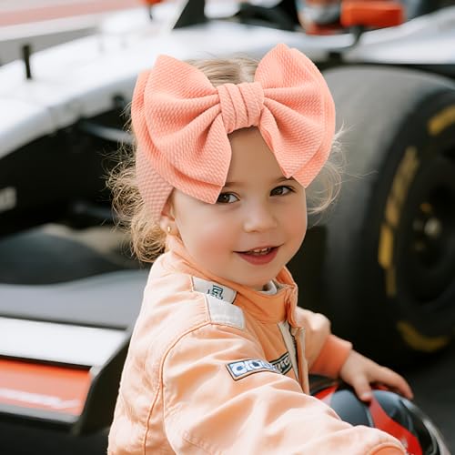 YanJie 2PCS 7’’ Orange Bows for Baby Girls Checkered Headband Double Layered Bow Infants Toddler Hair Accessories Newborn Headbands Baby Clothes2