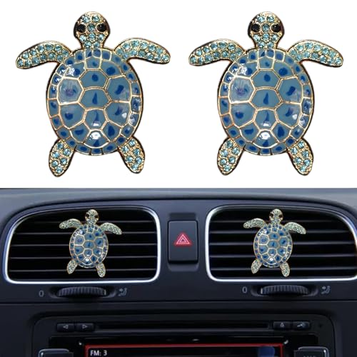 Image of Car Air Freshener Women Car Vent Clips Decorations 2 PCS Cute Sea Turtles Car Interior Accessories Car Vent Diffuser (Blue Sea Turtle, 1.6 inch)