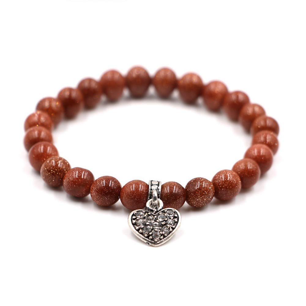 Steinarmband, Natursteinarmband, Natursteinarmband -Perlenarmband Sandstein Herzarmband, personalisiertes Kleidungszubehör Perlenarmband