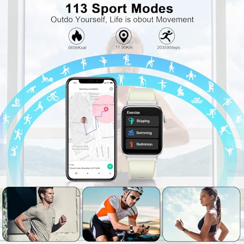 Image of Smart Watch for Women Men (Answer /Make Call), Smartwatch with Heart Rate /Sleep Monitor /Pedometer, 2026 New Fitness Watch IP68 Waterproof, 113+ Sports Modes,Activity Tracker for Android iOS-White