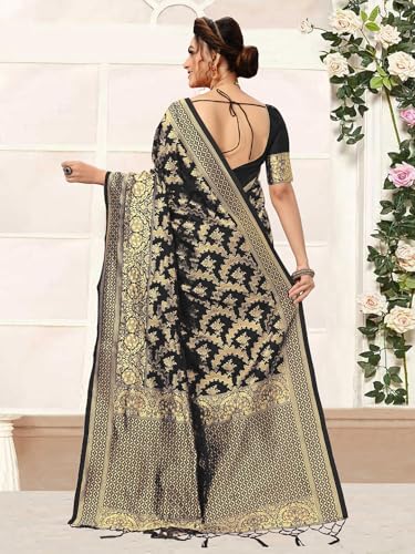Image of TRENDMALLS Women's Banarasi Silk Saree with Unstitched Blouse Piece