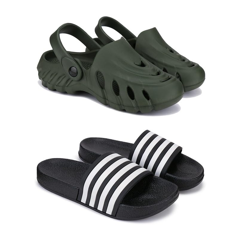 WINGSCRAFT Lightweight Classic Clogs || Sandals with Slider for Men-Combo(2)-3137-3024-10 Black(COMBO(2)-3137-3024-10_BZ)-image-9
