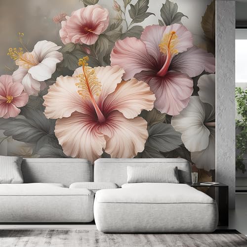Papier peint mural 3D fleur rose Feeby 100x70 cm