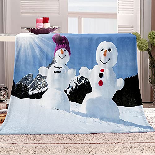 SVTUSR Manta Polar Bebe Cama Manta De Franela para Sofa Cama con Muñeco De Nieve De Navidad Blanca Impresión Patrón 80X150Cm Colchas Invierno Modernas para Niños, Microfibra Suave Caliente